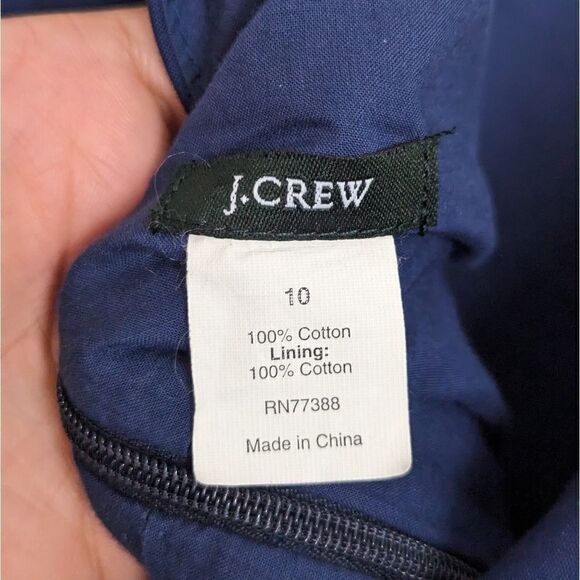 J. Crew V Neck Cotton Sleeveless Belted Midi Dress Blue 10 - Picture 6 of 6